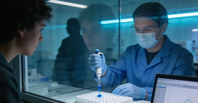 实验室技术人员操作高通量测序仪