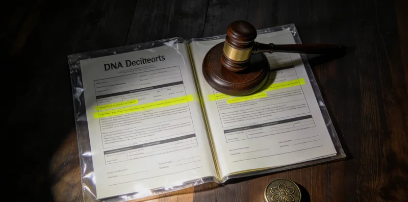 在明亮的咨询室内,一位女士正专注地看着手中的基因检测报告,对面的遗传咨询师在耐心讲解