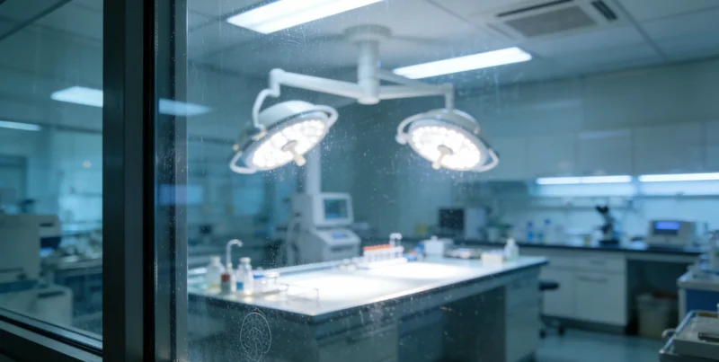 先进的基因测序仪器在工作，象征