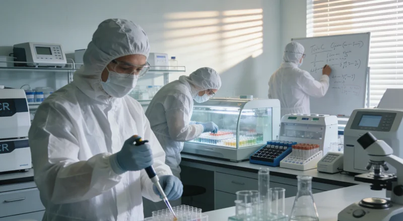 医生在诊室与患者面对面沟通基因