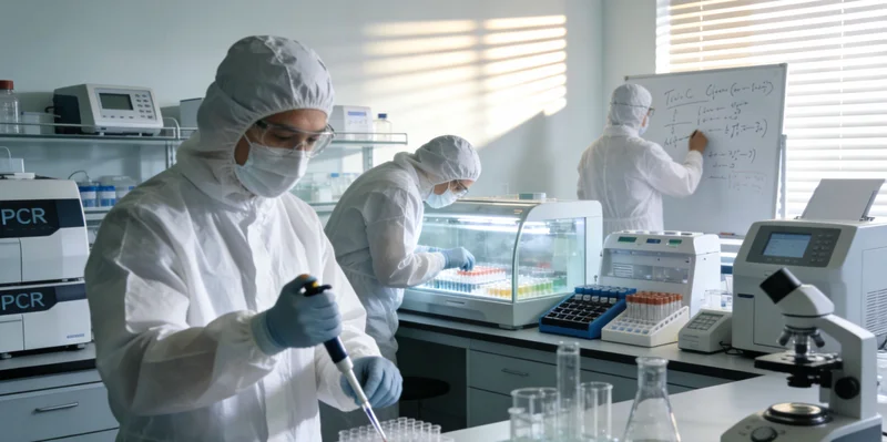 实验室技术人员正在进行PCR基