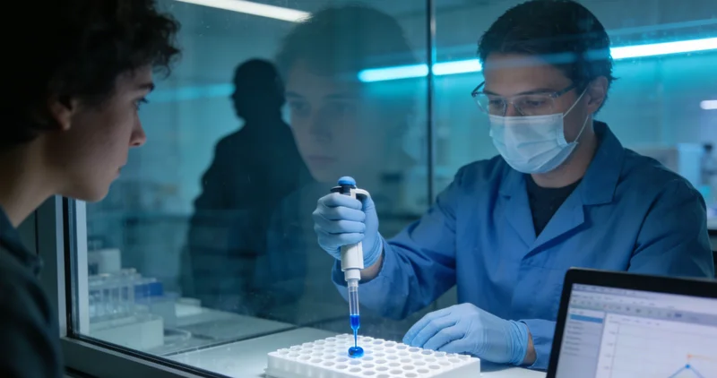 专业的基因检测报告和实验室操作场景