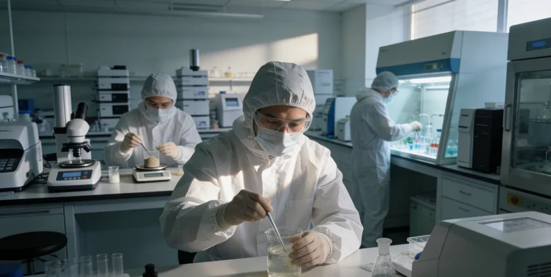 实验室内，技术人员正在精密仪器