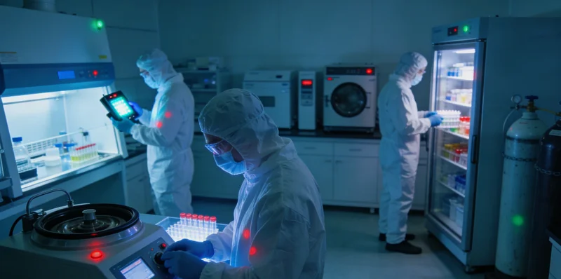 科研人员在生物安全柜内进行样本