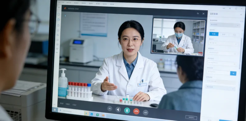 医生在灯箱前查看肺部X光片，分