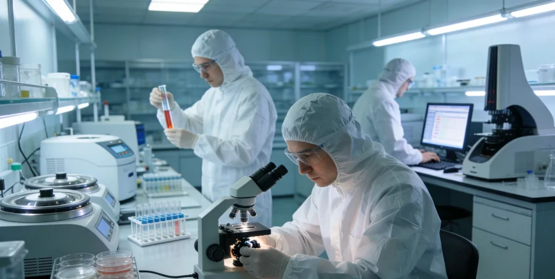 实验室内部，高通量测序仪器正在