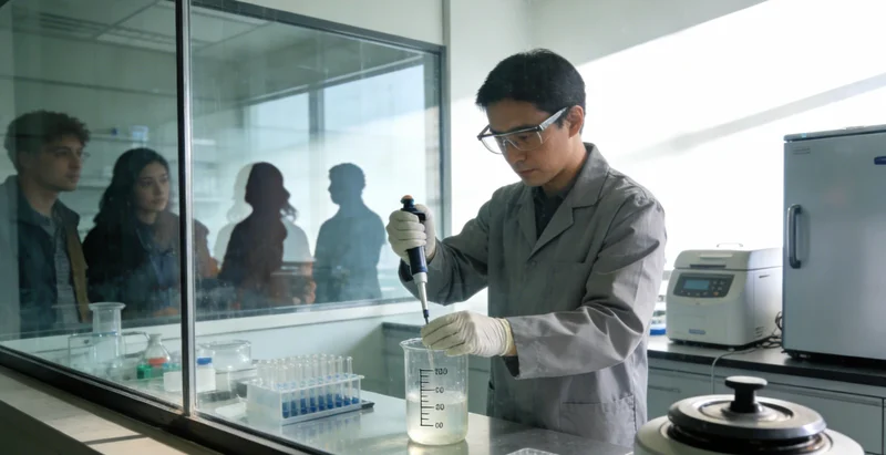 技术人员在实验室内操作精密的P