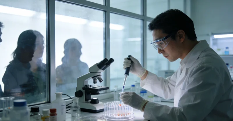 实验室中,技术人员正在操作精密