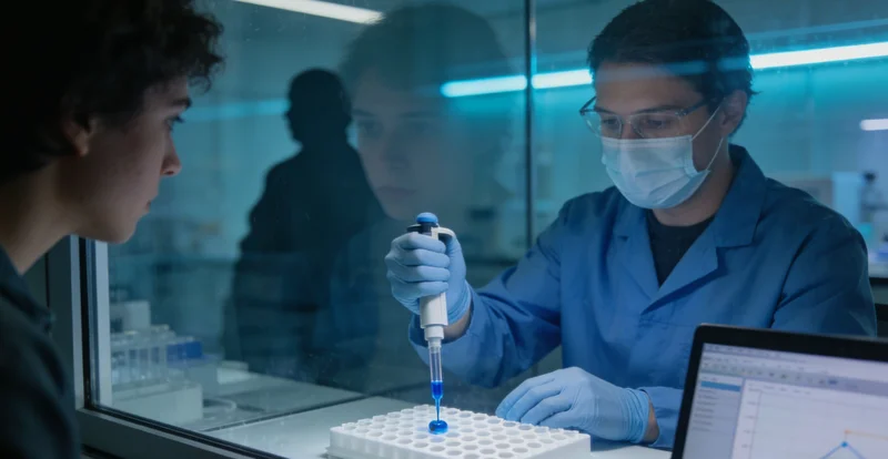 实验室技术人员正在操作高通量基