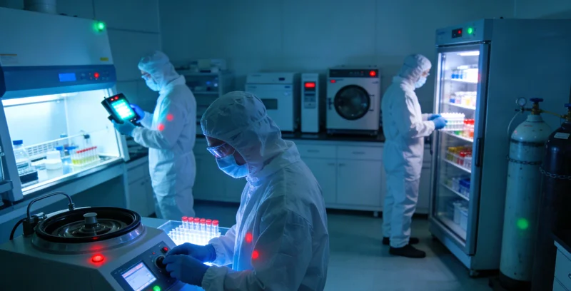专业人员在进行基因检测实验操作