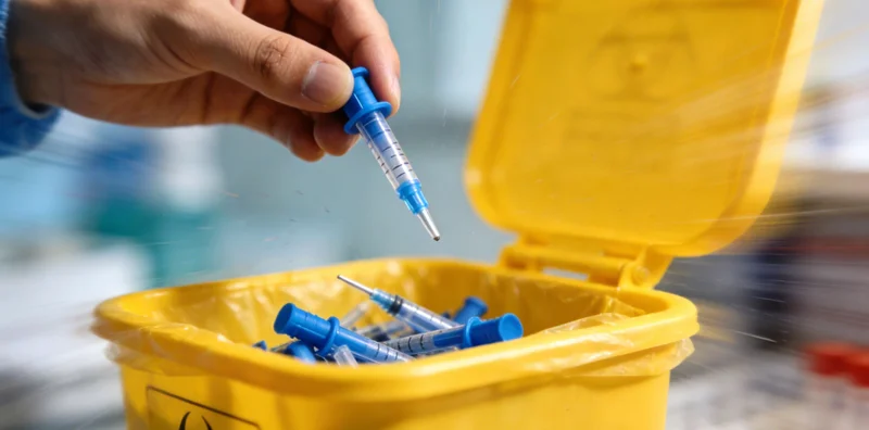 专业医护人员进行基因检测取样过