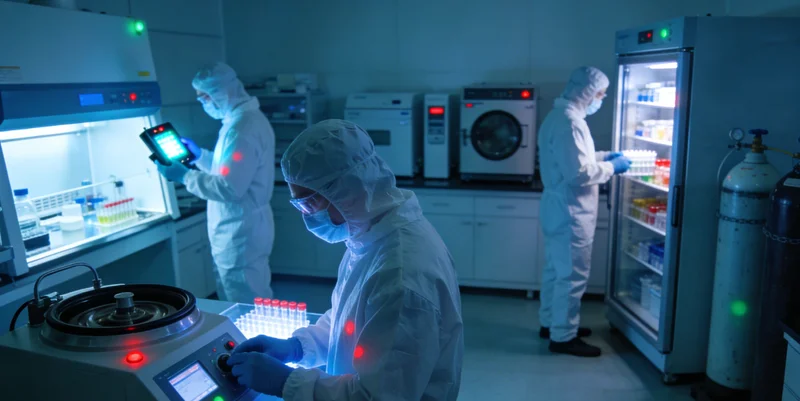 专业实验室内的技术人员正在操作