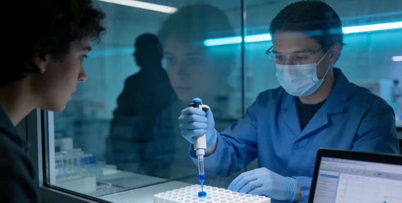 专业的医学实验室环境,科研人员