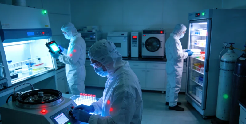 专业实验室人员操作精密检测仪器