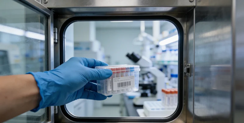 医护人员为咨询者进行鼻咽拭子采