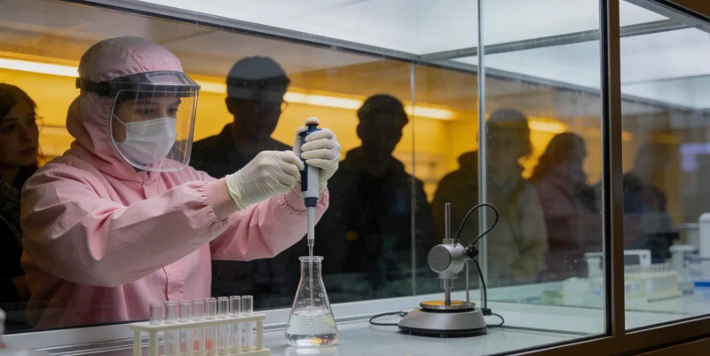 现代化基因测序实验室内部，科研