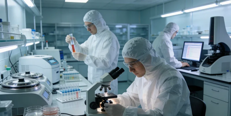 专业实验室技术人员正在进行病毒