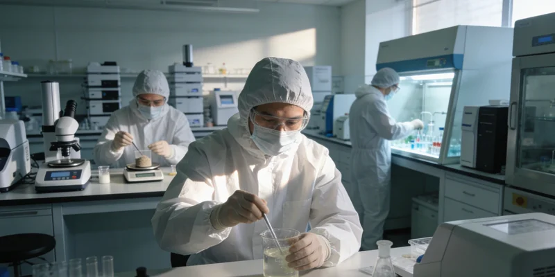 现代化医学实验室内部，技术人员