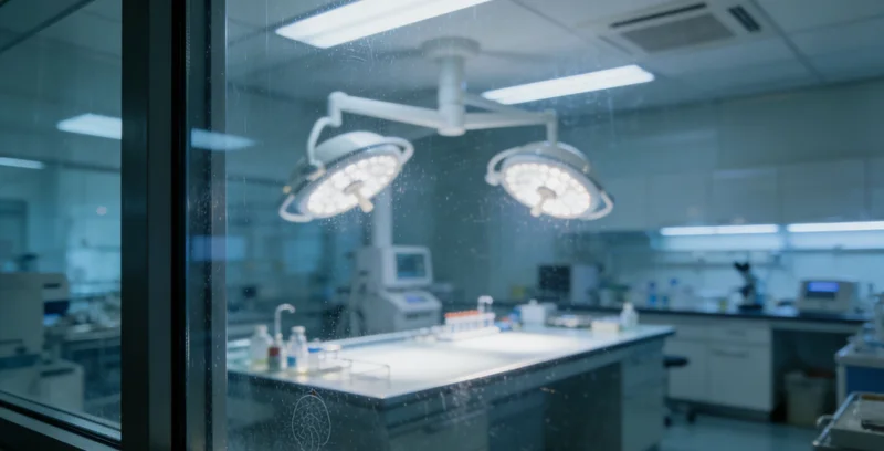 聚焦于一份专业的基因检测报告和数据分析图表,背景有实验室仪器