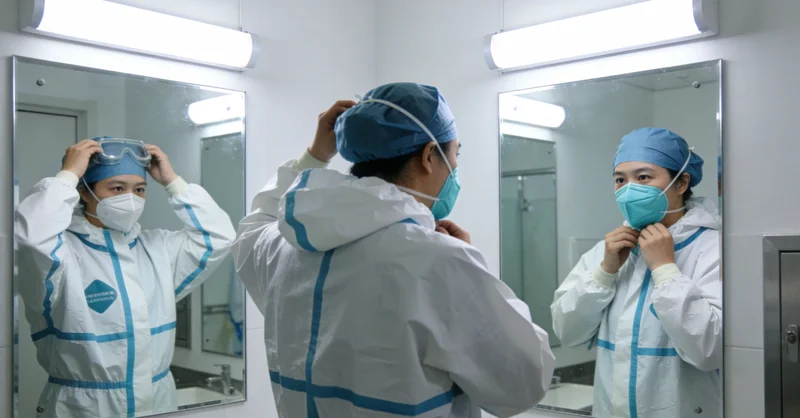 医生在诊室内耐心地向患者解释基