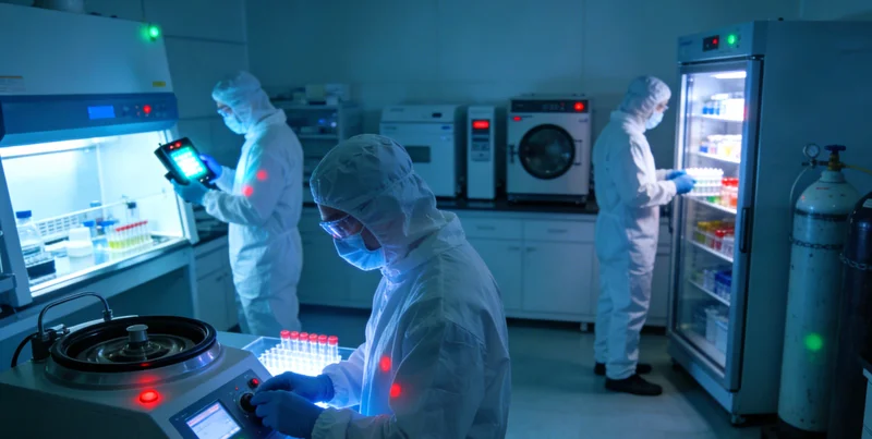实验室人员进行基因测序操作场景