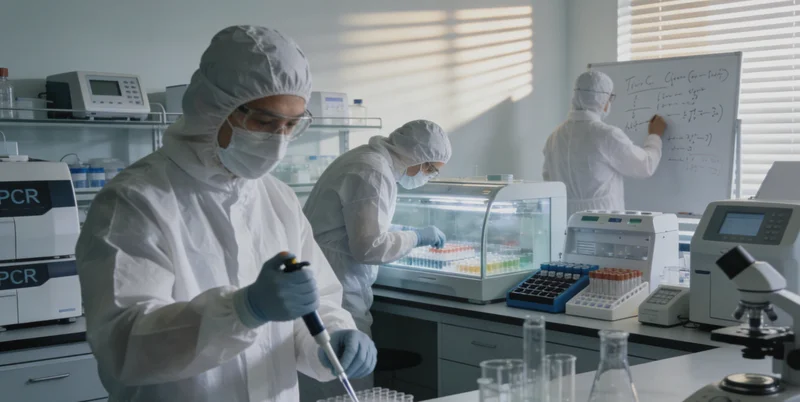 技术人员在实验室内操作精密基因