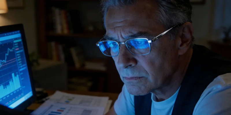 医生在诊室内，向咨询者展示并解