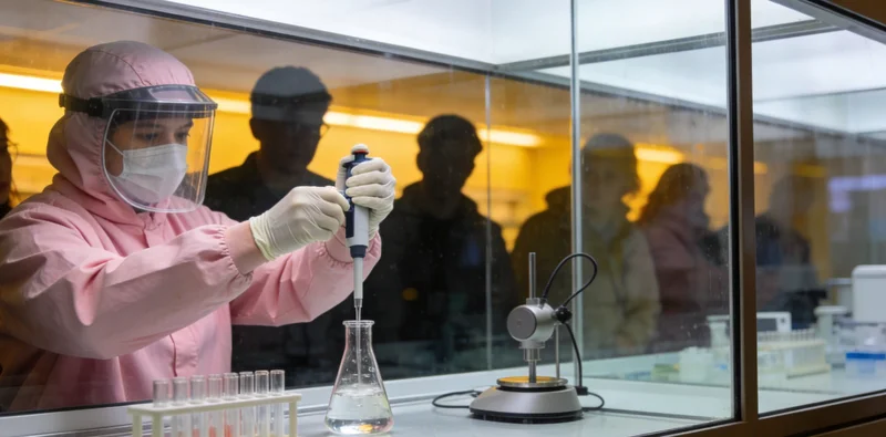 专业人员在实验室分析基因检测样本