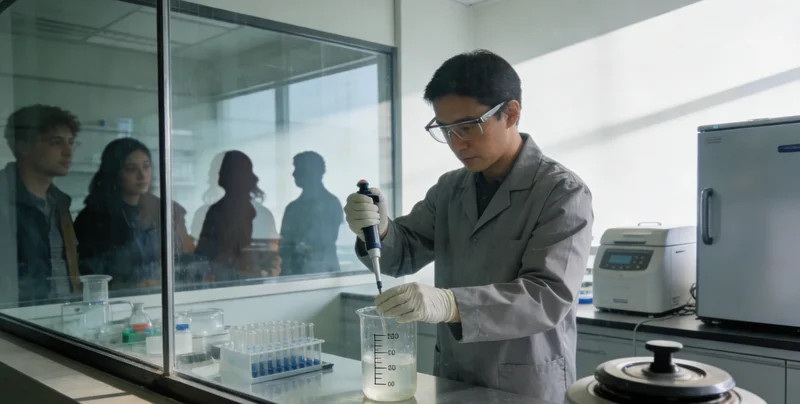 专业人员在实验室内进行基因检测分析工作