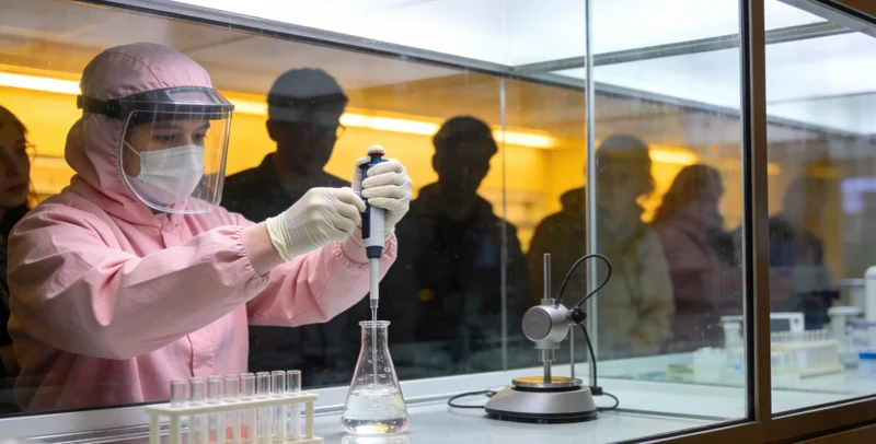 实验室技术人员在生物安全柜内进