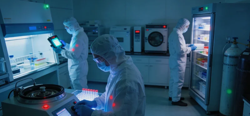 现代化PCR实验室内,技术人员