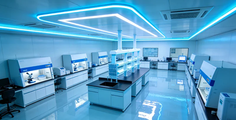 身着防护服的技术人员在现代化实