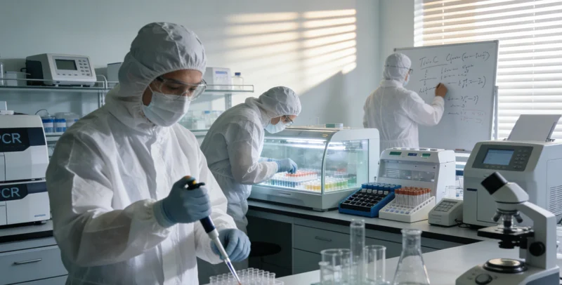 实验室内高科技基因测序仪器工作