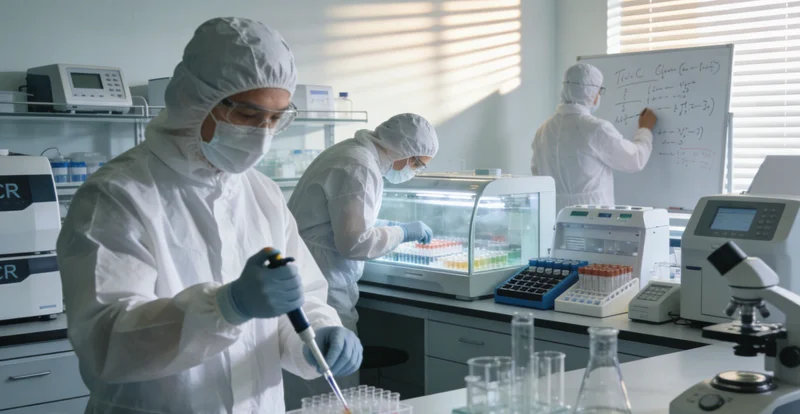 实验室技术人员正在进行PCR基