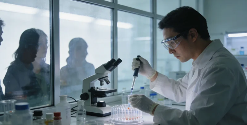 专业技术人员在实验室内操作高通量基因测序仪