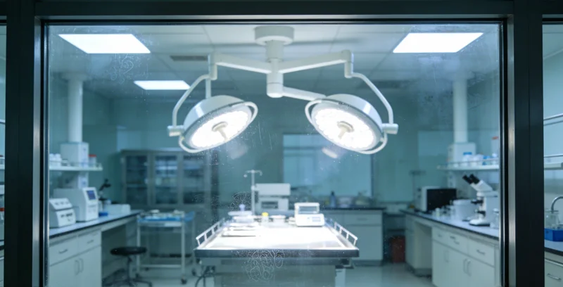 现代化医院实验室内部，技术人员