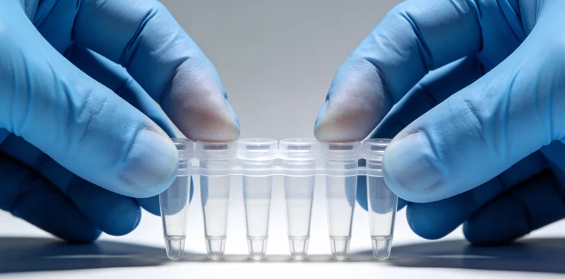 一个基因检测采样盒摆放在林芝家庭窗台上，窗外是美丽的雪山或桃林景色