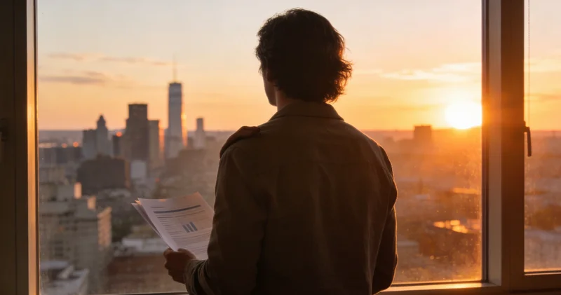 滁州城市风貌与代表健康的绿色DNA双螺旋光影创意结合图