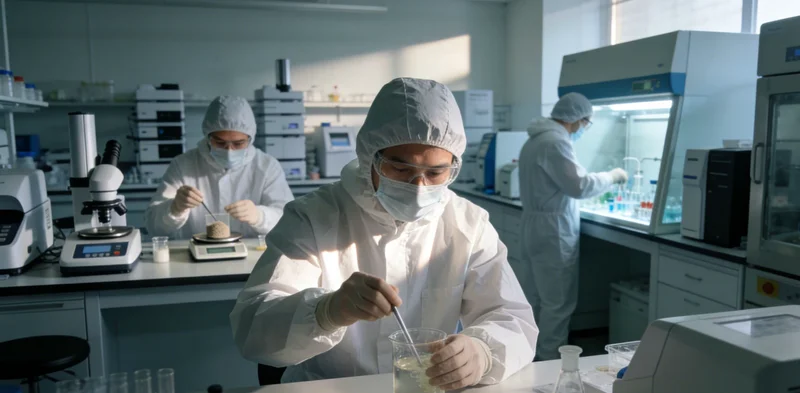 专业人员在PCR实验室内进行样