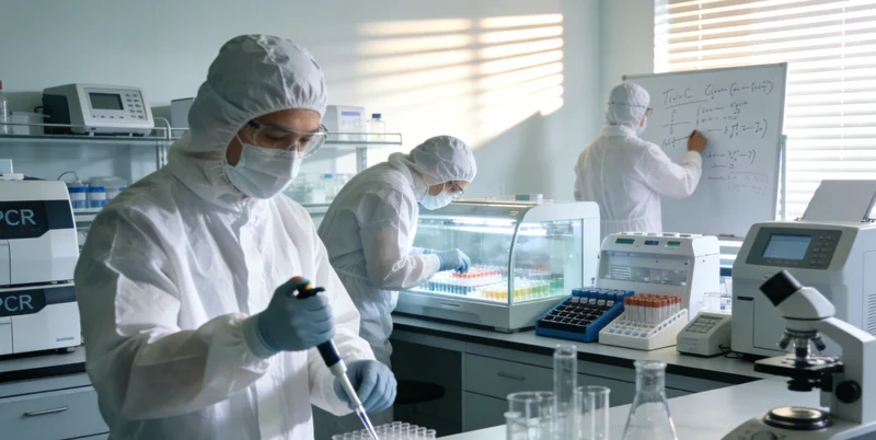 万核基因实验室内，身着白大褂的