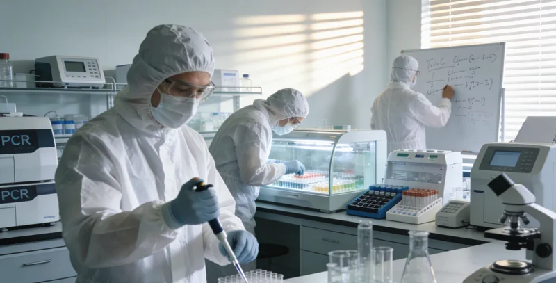 基因测序实验室内部工作场景