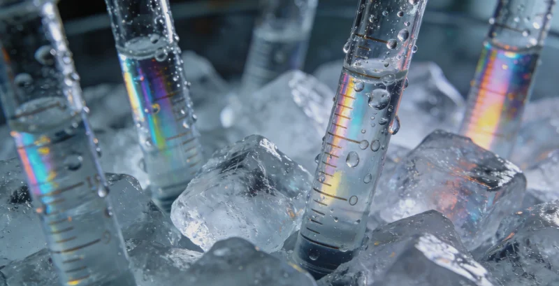 桌面上打开的基因检测报告与采样