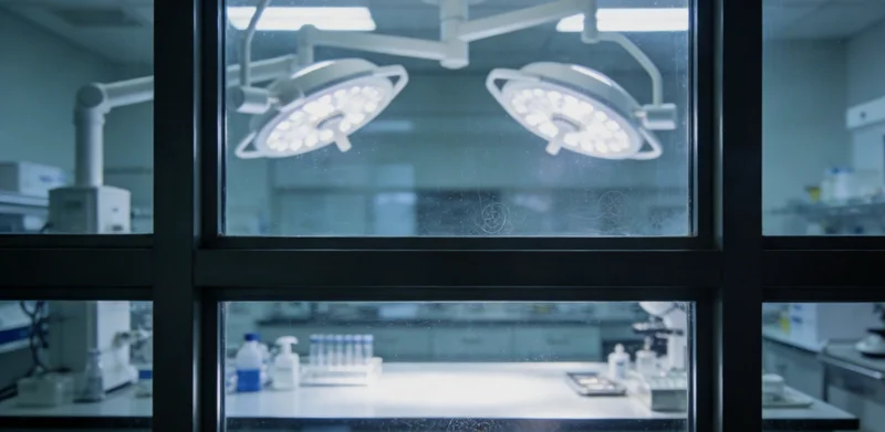 实验室技术人员正在无菌操作台前