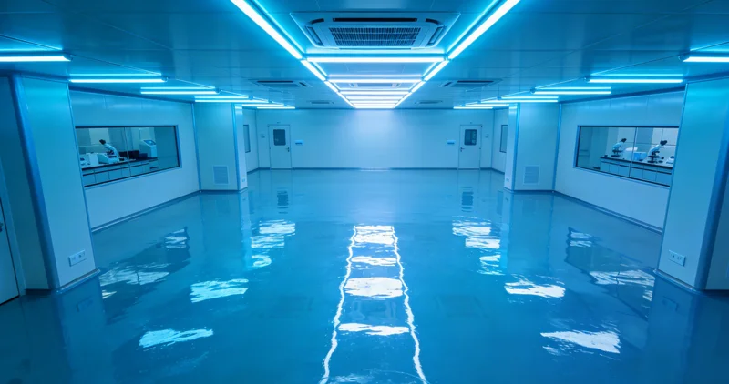 实验室内，身着防护服的技术人员