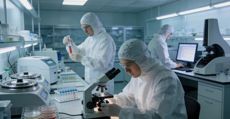 医生在办公室内,正结合电脑上的