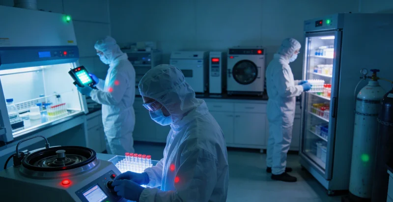 专业人员在进行基因检测样本处理