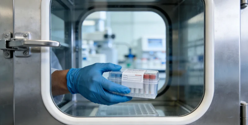 一份清晰的宫颈癌基因检测报告局部特写，旁边有医生在平板电脑上进行解读