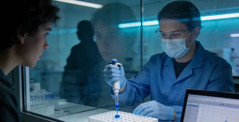 技术人员在实验室内操作PCR仪