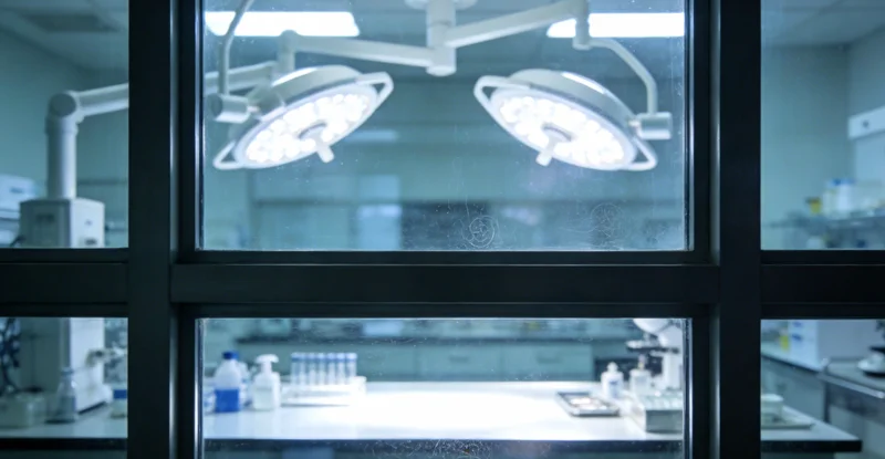 医院检验科内景，技术人员正在操