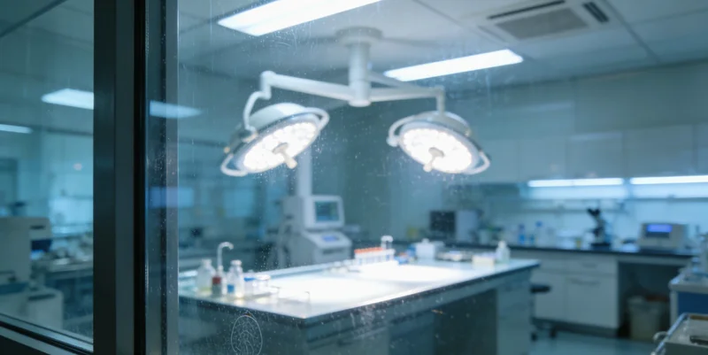 医学实验室内，技术人员正在生物